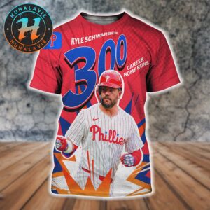 Kyle Schwarber Becomes The 11th Active Player With 300 Career Home Runs All Over Print Shirt