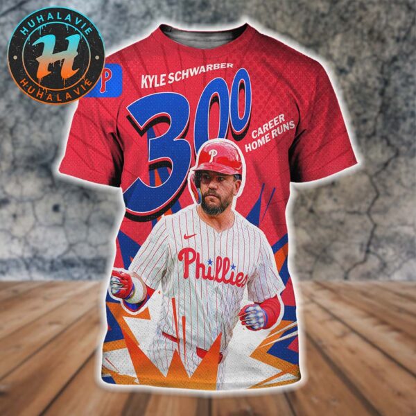 Kyle Schwarber Becomes The 11th Active Player With 300 Career Home Runs All Over Print Shirt