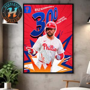 Kyle Schwarber Becomes The 11th Active Player With 300 Career Home Runs Home Decor Poster Canvas