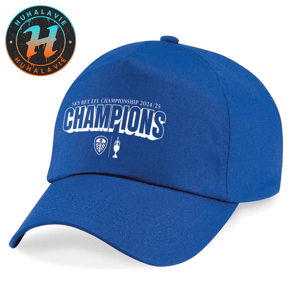 Leeds United FC Are The Champions Sky Bet EFL Championship 2024-25 White Classic Cap Snapback Hat Leeds United FC Are The Champions Sky Bet EFL Championship 2024-25 White Classic Cap Snapback Hat