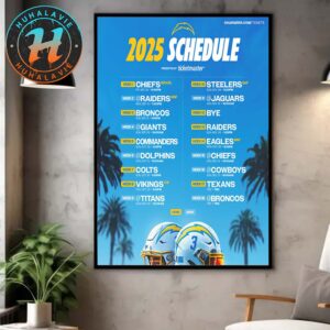 Los Angeles Chargers NFL 2025 Season Schedule Home Decor Poster Canvas