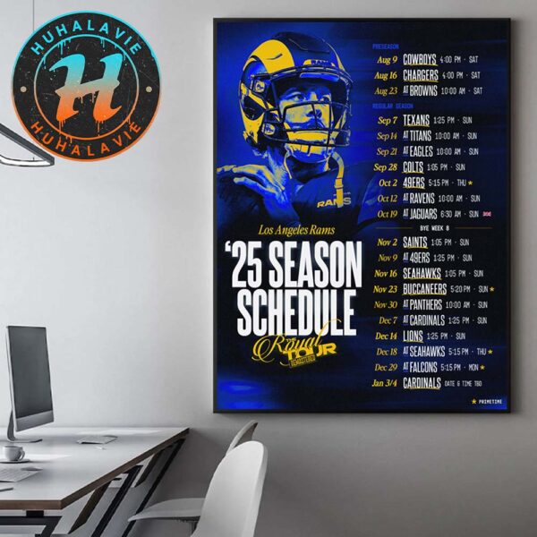 Los Angeles Rams NFL 2025 Season Schedule Home Decor Poster Canvas