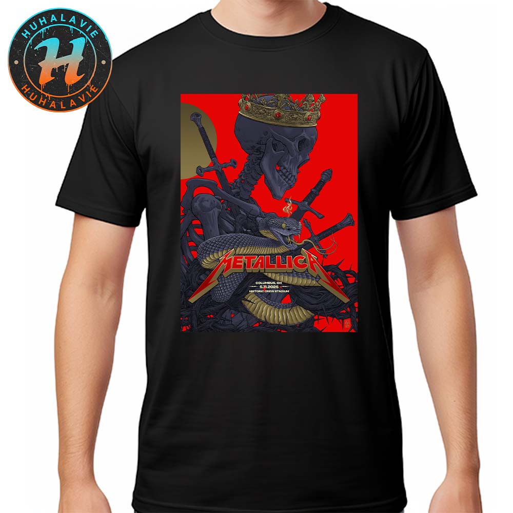 Metallica Columbus OH Night 2 Poster At Historic Crew Stadium M72 Sonic Temple On May 11th M72 World Tour 2025 Unisex T-Shirt Metallica Columbus OH Night 2 Poster At Historic Crew Stadium M72 Sonic Temple On May 11th M72 World Tour 2025 Unisex T-Shirt