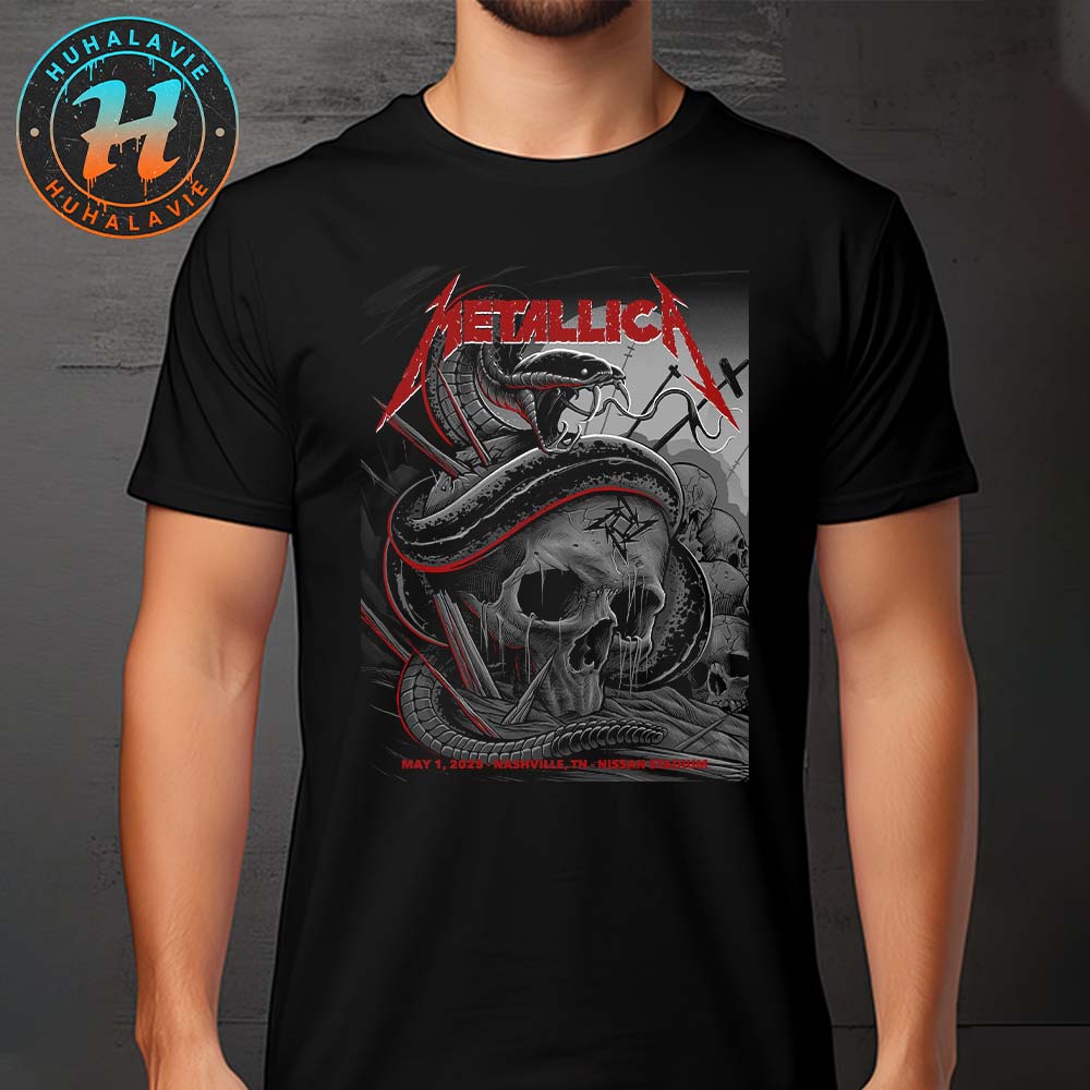 Metallica M72 Nashville Night 1 Poster For Nashville TN At Nissan Stadium On May 1st M72 World Tour 2025 Art Maxx242 Unisex T-Shirt Metallica M72 Nashville Night 1 Poster For Nashville TN At Nissan Stadium On May 1st M72 World Tour 2025 Art Maxx242 Unisex T-Shirt