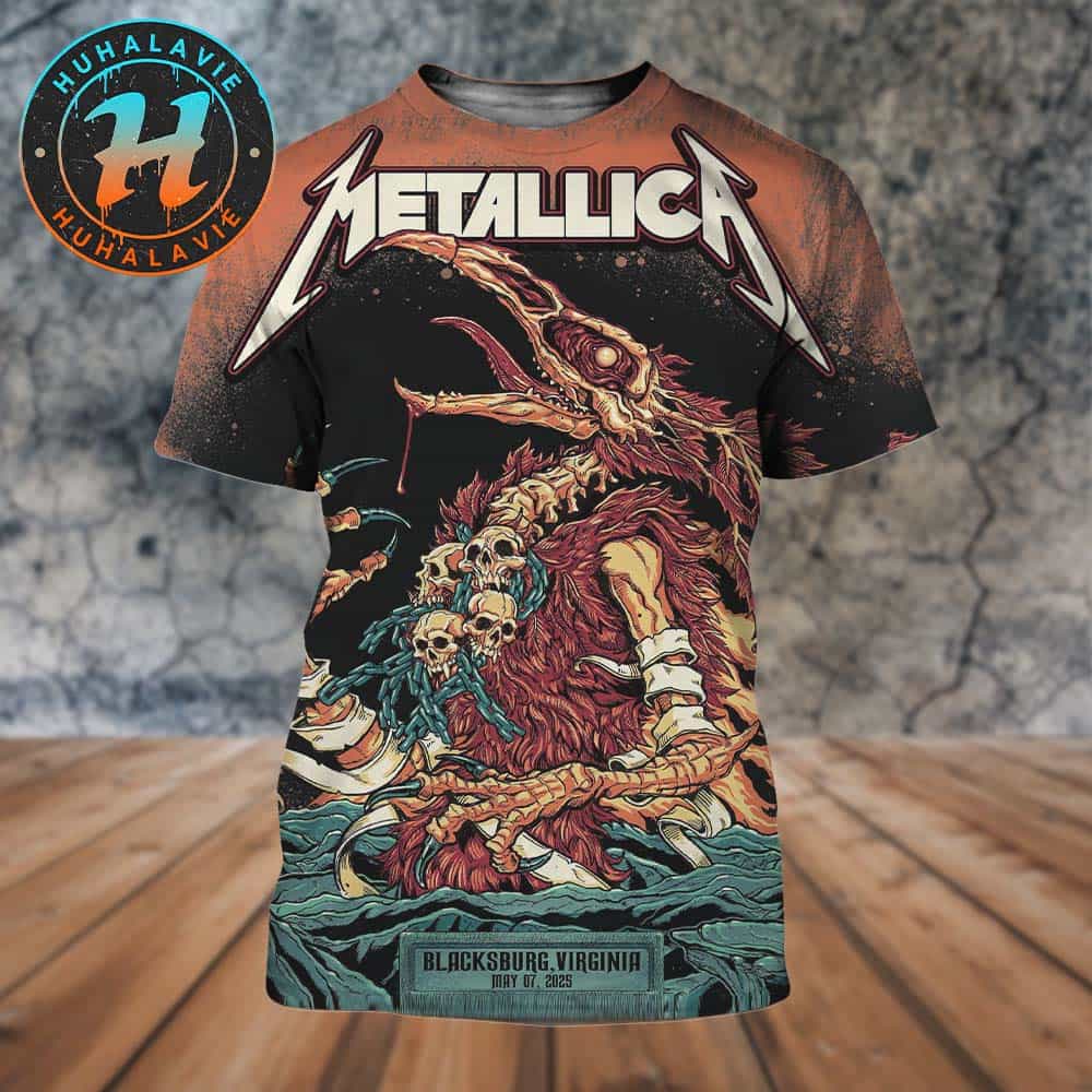 Metallica M72 VirginiaTech Pop-Up Shop Poster For Blacksburg VA At Lane Stadium On May 7 M72 North America Tour 2025 All Over Print Shirt Metallica M72 VirginiaTech Pop-Up Shop Poster For Blacksburg VA At Lane Stadium On May 7 M72 North America Tour 2025 All Over Print Shirt