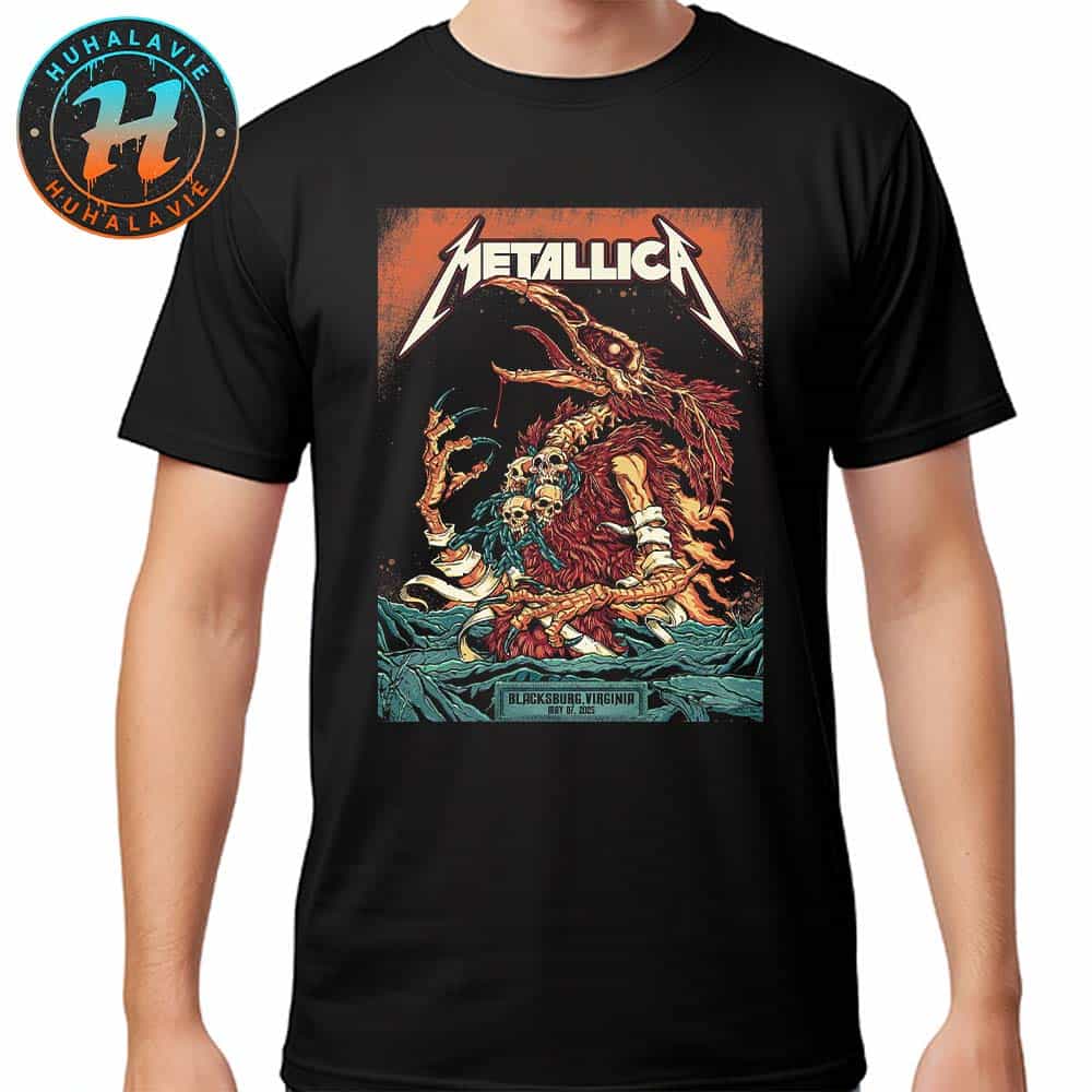 Metallica M72 VirginiaTech Pop-Up Shop Poster For Blacksburg VA At Lane Stadium On May 7 M72 North America Tour 2025 Unisex T-Shirt Metallica M72 VirginiaTech Pop-Up Shop Poster For Blacksburg VA At Lane Stadium On May 7 M72 North America Tour 2025 Unisex T-Shirt