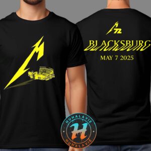 Metallica Merch Lane Stadium Art M72 Virginia Tech 2025 For Blacksburg Virginia VA On May 7 Two Sided Print Unisex T-Shirt