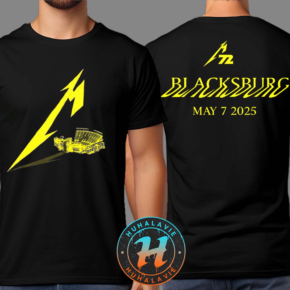 Metallica Merch Lane Stadium Art M72 Virginia Tech 2025 For Blacksburg Virginia VA On May 7 Two Sided Print Unisex T-Shirt Metallica Merch Lane Stadium Art M72 Virginia Tech 2025 For Blacksburg Virginia VA On May 7 Two Sided Print Unisex T-Shirt