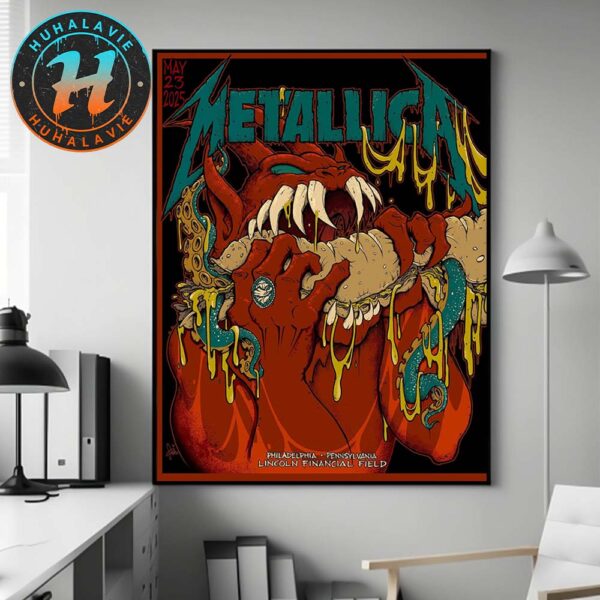 Metallica Philadelphia Pennsylvania Night 1 Poster M72 Philly At Lincoln Financial Field On May 23 2025 Art By Squindo Home Decor Poster Canvas
