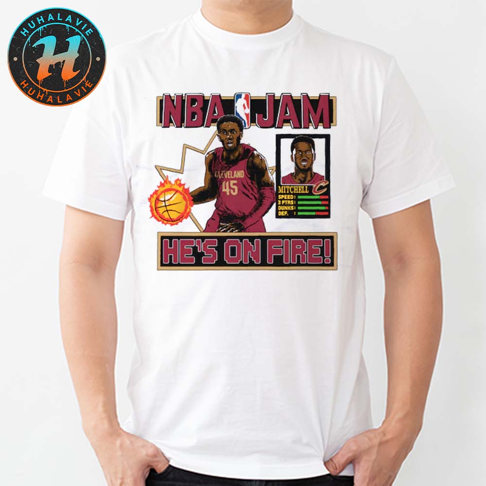 NBA Jam Donovan Mitchell Cleveland Cavaliers Homage He's On Fire Classic T-Shirt NBA Jam Donovan Mitchell Cleveland Cavaliers Homage He's On Fire Classic T-Shirt