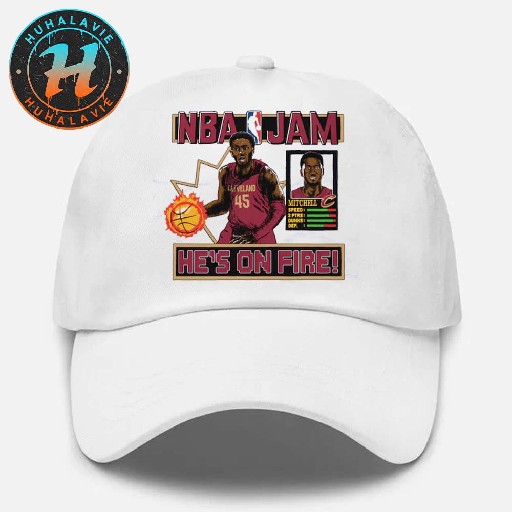 NBA Jam Donovan Mitchell Cleveland Cavaliers Homage He's On Fire Snapback Hat Classic Cap NBA Jam Donovan Mitchell Cleveland Cavaliers Homage He's On Fire Snapback Hat Classic Cap