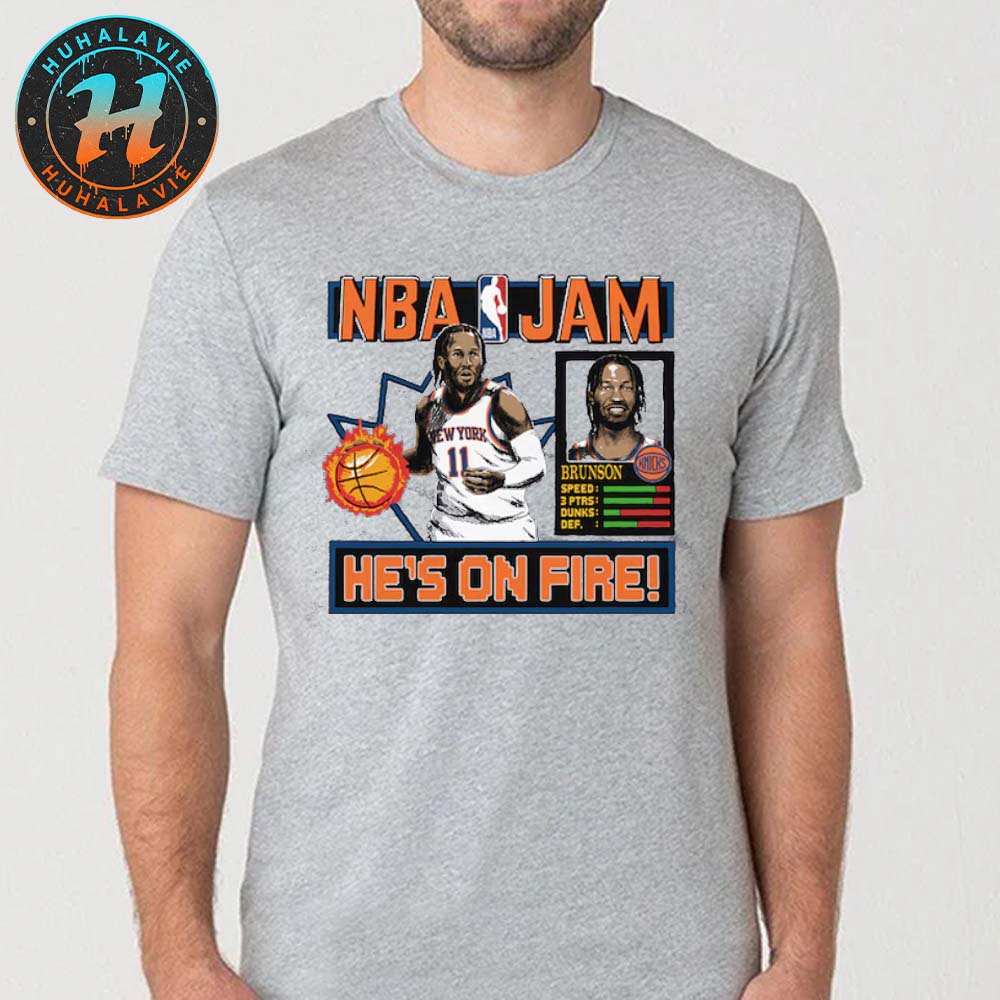 NBA Jam Jalen Brunson New York Knicks Homage He's On Fire Classic T-Shirt NBA Jam Jalen Brunson New York Knicks Homage He's On Fire Classic T-Shirt
