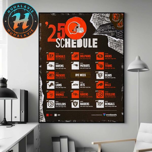 NFL 2025 Cleveland Browns Season Schedule Wall Decor Poster Canvas