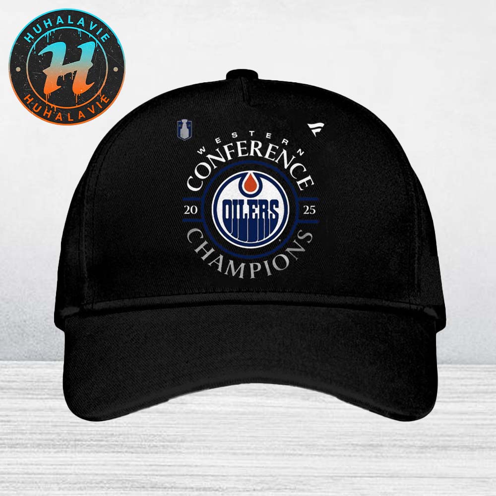 NHL Edmonton Oilers 2025 Western Conference Champions Locker Room Cap Hat NHL Edmonton Oilers 2025 Western Conference Champions Locker Room Cap Hat
