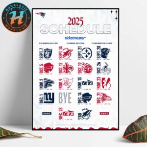 New England Patriots NFL 2025 Season Schedule Home Decor Poster Canvas