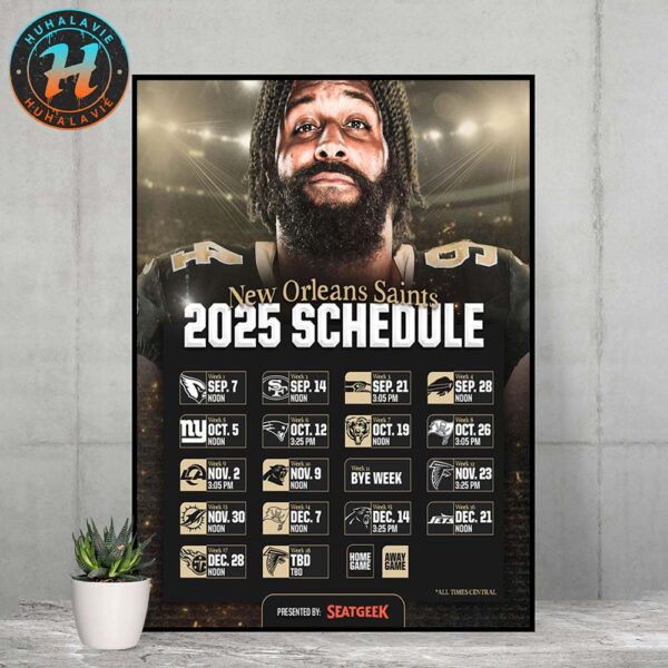 New Orleans Saints NFL 2025 Season Schedule Home Decor Poster Canvas
