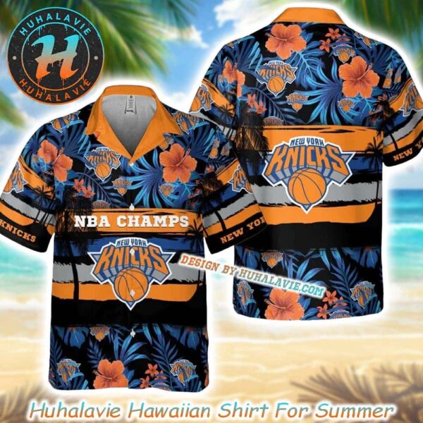 New York Knicks NBA Champions Tropical Flower Pattern Aloha Summer Hawaiian Shirt