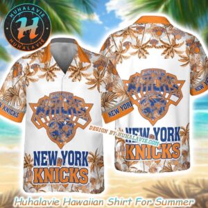 New York Knicks NBA Tropical Slam White Background Aloha Vacations Hawaiian Shirt