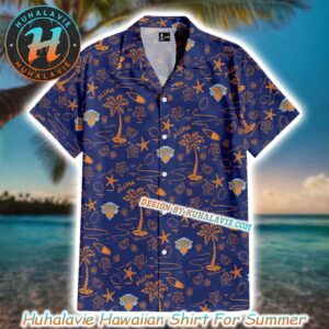 New York Knicks Tropical Tree With Beach Aloha Summer NBA Hawaiian Shirt