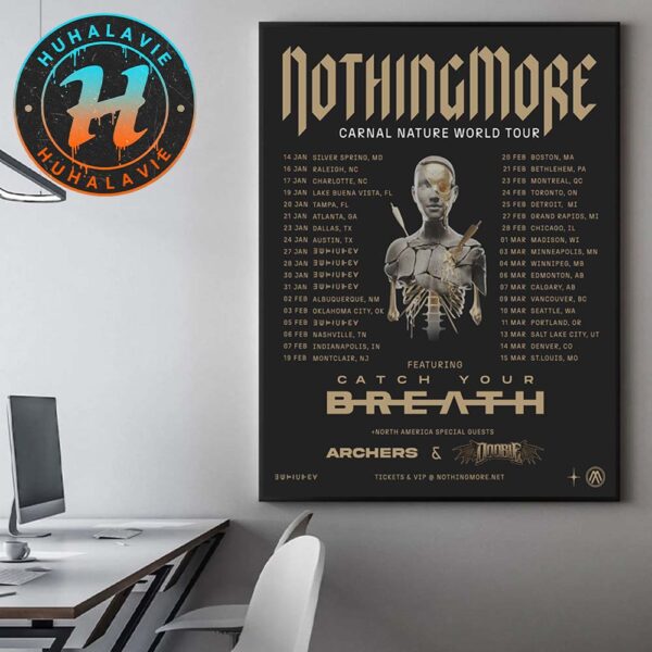 Nothing More Carnal Nature World Tour 2025 Dates List January To March North America 2025 Home Decor Poster Canvas
