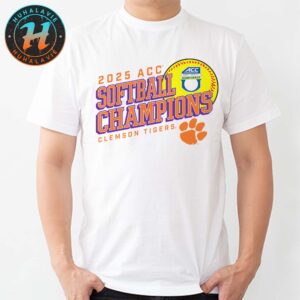 Official Clemson Tigers Softball 2025 ACC Softball Conference Tournament Champions White Unisex T-Shirt