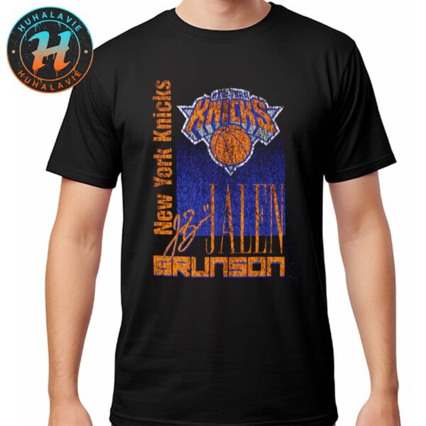 Official Jalen Brunson Team New York Knicks NBA New Era Full Court Press Mineral Player Unisex T-Shirt
