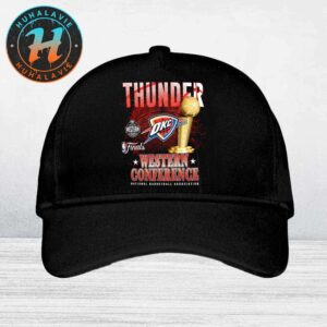 Official Oklahoma City Thunder NBA 2025 Western Conference Finals Black Snapback Hat Classic Cap