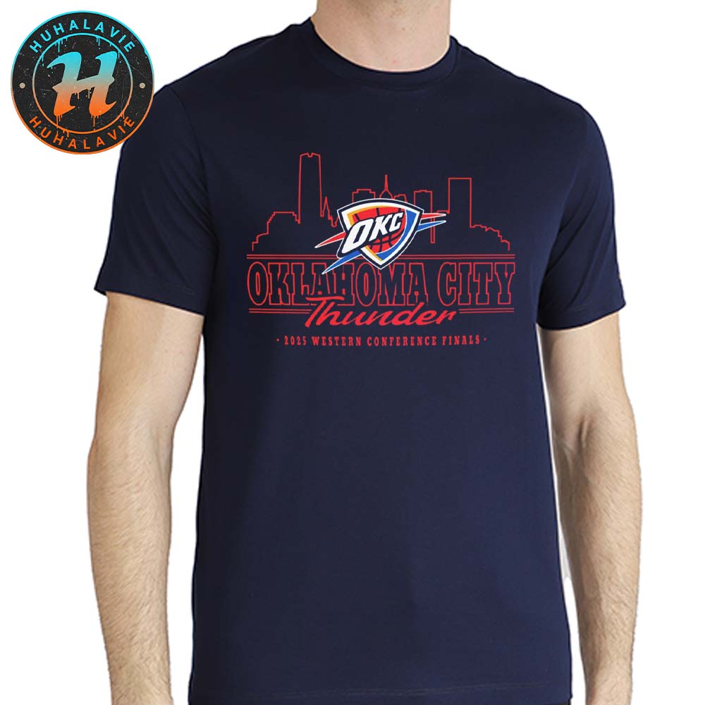 Oklahoma City Thunder 2025 Western Conference Finals NBA Skyline Unisex T-Shirt Oklahoma City Thunder 2025 Western Conference Finals NBA Skyline Unisex T-Shirt