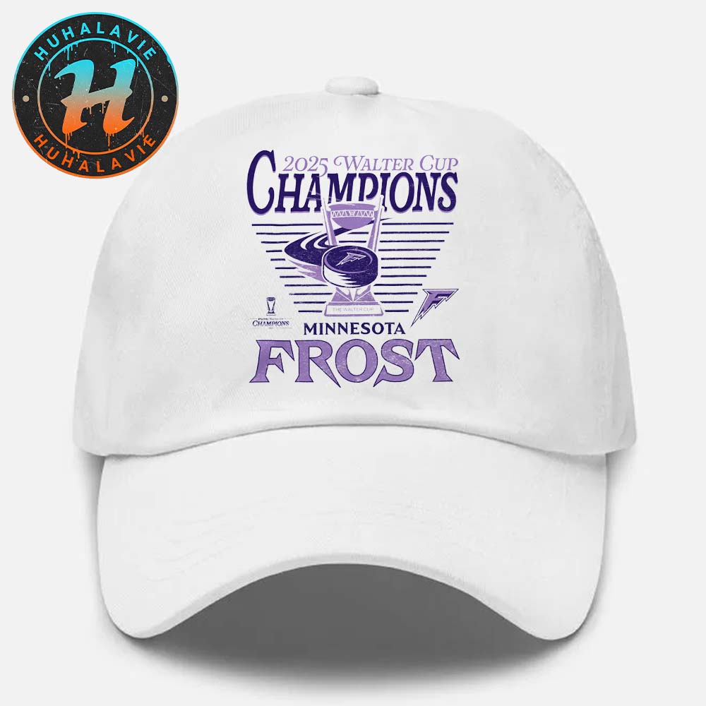 PWHL Walter Cup 2025 Champions Is Minnesota Frost White Classic Cap Snapback Hat PWHL Walter Cup 2025 Champions Is Minnesota Frost White Classic Cap Snapback Hat
