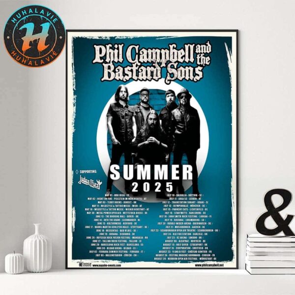 Phil Campbell And The Bastard Sons Summer Tour 2025 Dates List Home Decor Poster Canvas