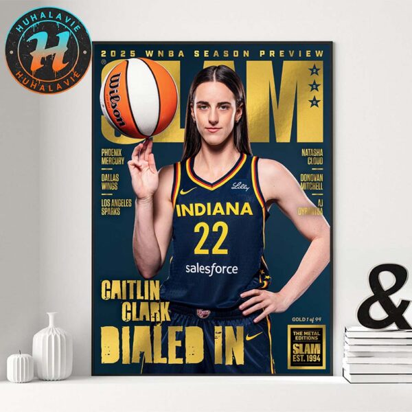 SLAM 256 Caitlin Clark Dialed In Indiana Fever 2025 WNBA Season Preview Gold The Metal Version Magazine Cover Home Decor Poster Canvas