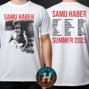 Samu Haber Summer Tour 2025 Merch Tee Cities List Two Sided Print White T-Shirt