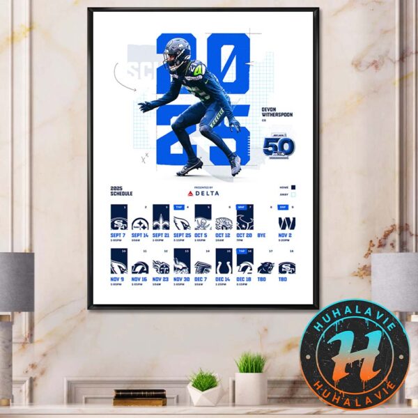 Seattle Seahawks NFL 2025 Season Schedule Home Decor Poster Canvas
