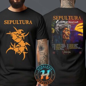 Sepultura Celebrating Life Through Death European Farewell Tour 2025 Cities List Two Sided Print T-Shirt