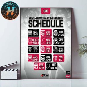 St Cloud State Huskies Womens Ice Hockey 2025-26 WCHA Conference Season Schedule Home Decor Poster Canvas
