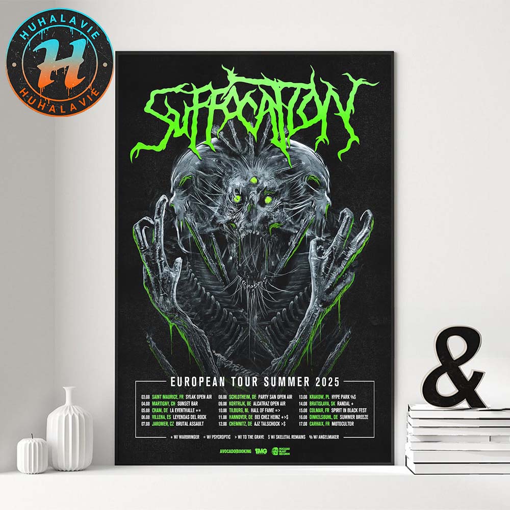 Suffocation European Tour Summer 2025 Cities List Start In Saint Maurice FR On August 3 2025 Home Decor Poster Canvas Suffocation European Tour Summer 2025 Cities List Start In Saint Maurice FR On August 3 2025 Home Decor Poster Canvas