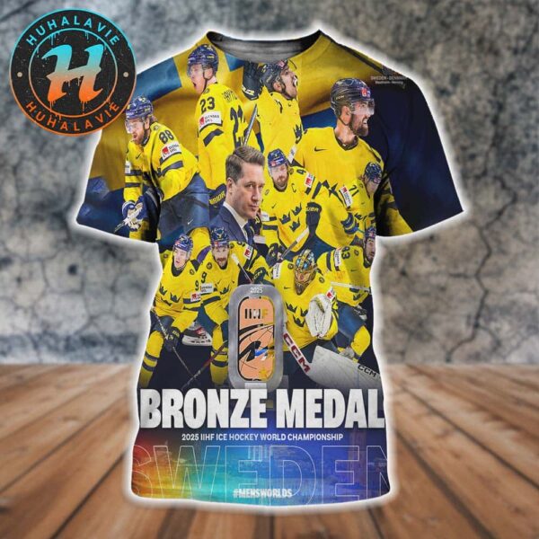 Swedish National Mens Ice Hockey Back-To-Back Bronze Medal 2025 IIHF Ice Hockey World Championship All Over Print Shirt