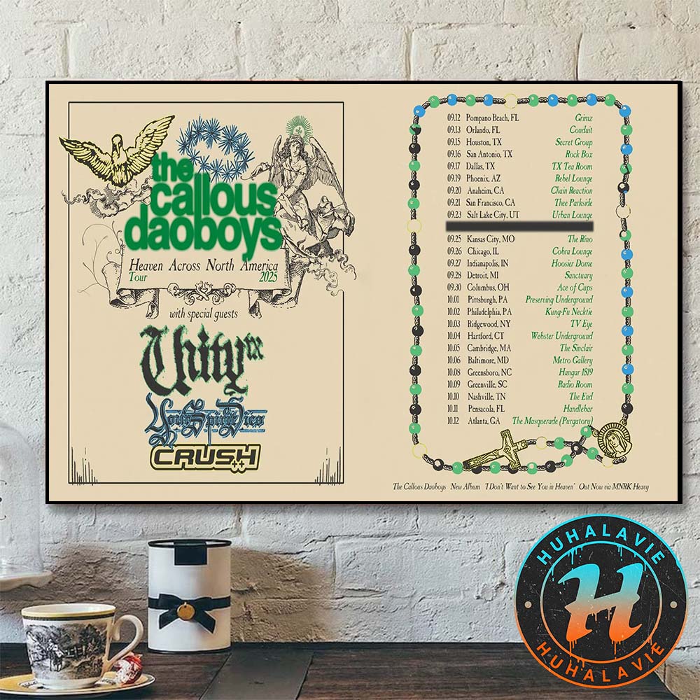 The Callous Daoboys Heaven Across North America 2025 Dates List Start In Pompano Beach FL On September 12 2025 Poster Canvas The Callous Daoboys Heaven Across North America 2025 Dates List Start In Pompano Beach FL On September 12 2025 Poster Canvas