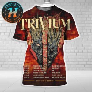 Trivium UK And EU Tour 2025 Dates List Start In Derbyshire UK On August 8 2025 All Over Print Shirt