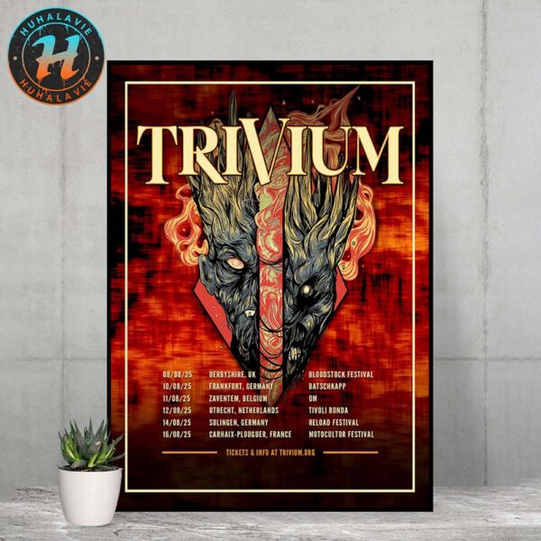 Trivium UK And EU Tour 2025 Dates List Start In Derbyshire UK On August 8 2025 Home Decor Poster Canvas