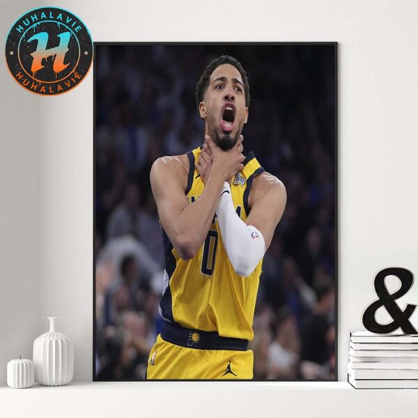 Tyrese Haliburton Choke Sign Celebration Before Eastern Conference Finals Game 1 Win Home Decor Poster Canvas