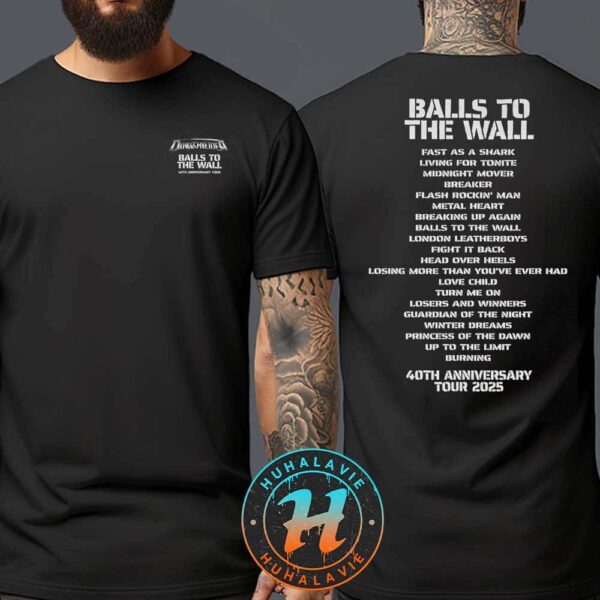 Udo Dirkschneider Setlist Tee Balls To The Wall 40th Anniversary Tour 2025 Two Sided Print T-Shirt