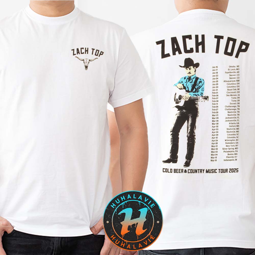 Zach Top Cold Beer And Country Music Tour 2025 Merch Tee Start In Omaha NE On Jan 16 2025 Two Sided Print T-Shirt Zach Top Cold Beer And Country Music Tour 2025 Merch Tee Start In Omaha NE On Jan 16 2025 Two Sided Print T-Shirt
