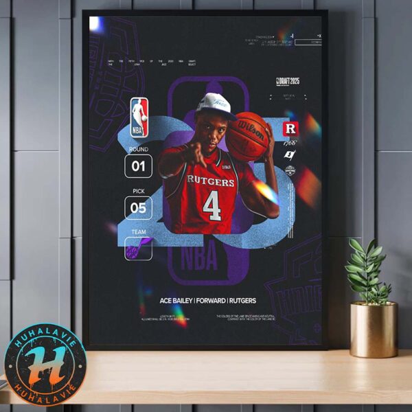 Ace Bailey Select By Utah Jazz With The Round 1 Pick 5 In 2025 NBA Draft Home Decor Poster Canvas