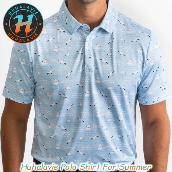 Albatross Pattern With Blue Background YATTA Golf Polo Shirt