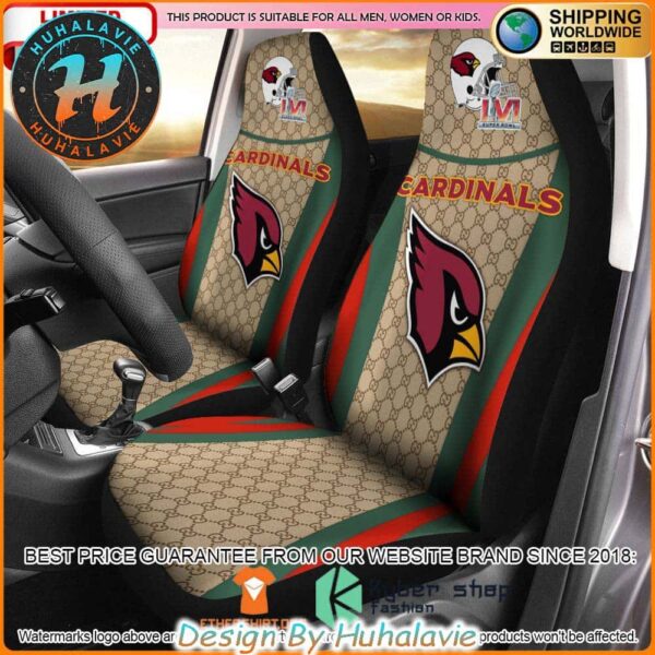 Arizona Cardinals NFL x Gucci Luxury Pattern Car Seat Covers