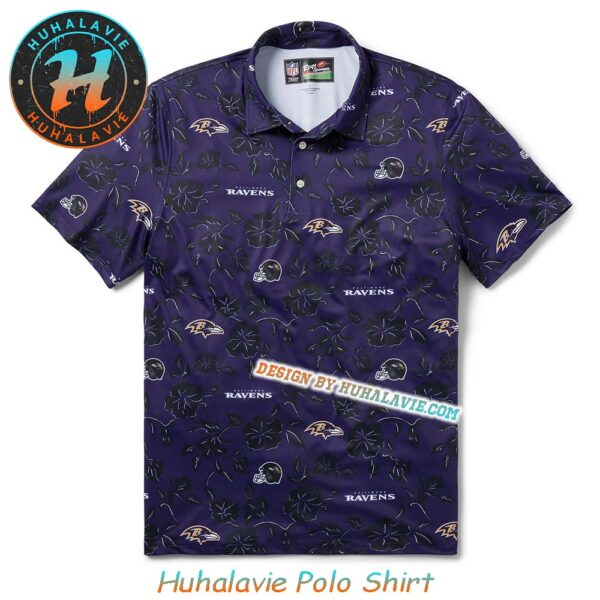 Baltimore Ravens NFL Helmet With Logo Pattern Pua Collection 2025 Polo Shirt