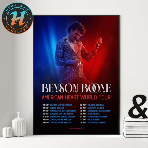 Benson Boone American Heart Tour 2025 For October And November List Home Decor Poster Canvas