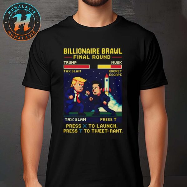 Billionaire Brawl Final Round Elon Musk Vs Donald Trump Cartoon Cover Funny T-Shirt