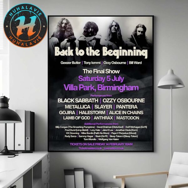 Black Sabbath Back To The Beginning The Final Show At Villa Park Birmingham On July 5 2025 Lineup Home Decor Poster Canvas